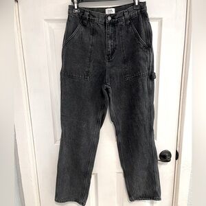 Faded Black (Vintage Wash) Simple Society Relaxed Fit Denim Cargo Pants Sz 5/27